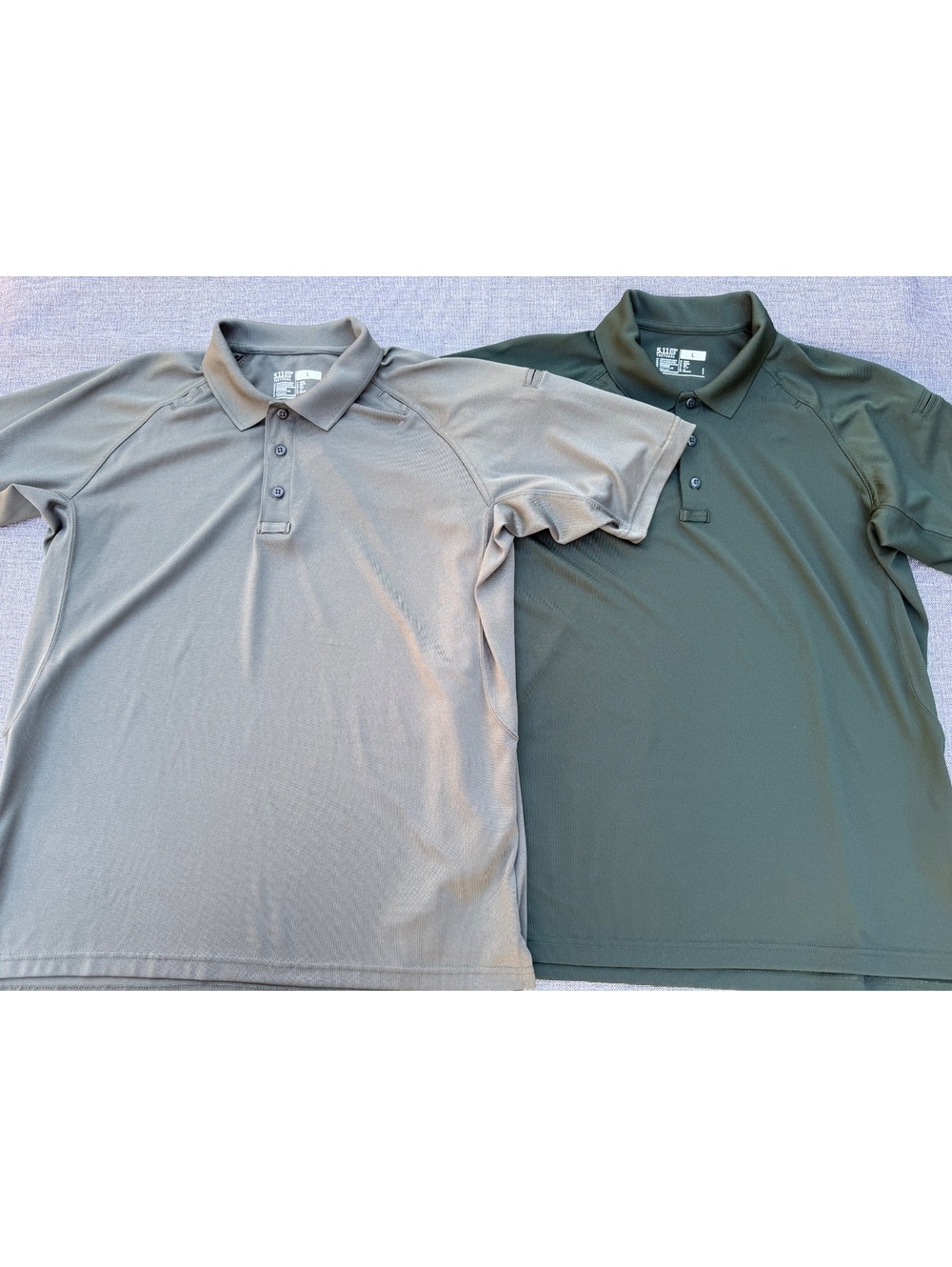 5.11 Tactical Men's Polo Shirts Set of 2 Size Large, army green and olive green